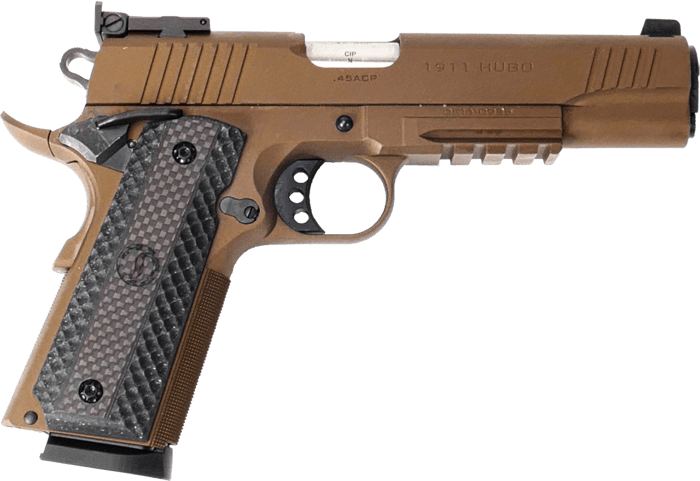 Pistole Schmeisser Hugo 1911 Bronze Mikrometervisierung 5" .45 ACP