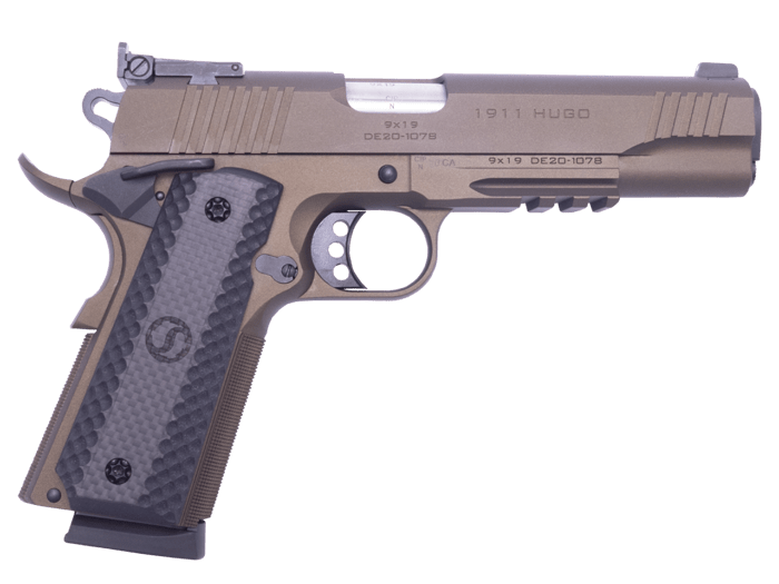 Pistole Schmeisser Hugo 1911 Bronze Mikrometervisierung 5" 9mm Para